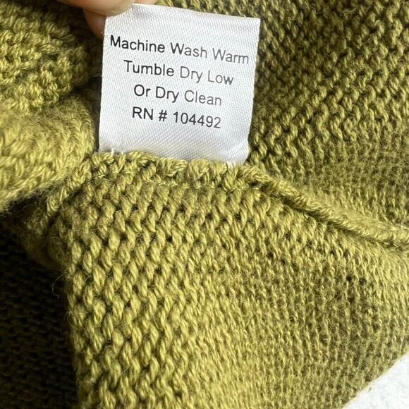 M Square Sweater Knit Women OS Green Asymmetrical Pullover Striped Sleeve Pocket - Picture 7 of 8